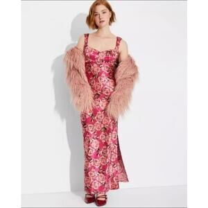 Wild Fable NWT Pink Floral Satin Sleeveless Maxi Dress Size M